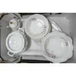 Part German porcelain dinner service: Includes lidded tureen, meat plate etc. 10 pieces.