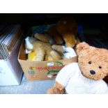 A box of vintage teddy bears