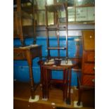 1930's oak three tier cake stand and nest of mahogany tables.