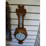 Carved oak banjo barometer