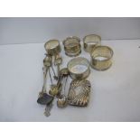 5 Silver serviette rings, condiment spoons etc approx 5ozt