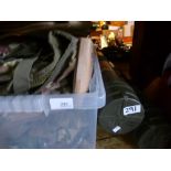 Crate of camo gear, 2 ammunition cases