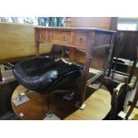 Vintage ladies desk with tooled leather having three drawers