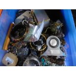 Crate of mixed costume jewellery