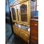 Wax pine dresser with glazed leaded drawers above 2 drawers.