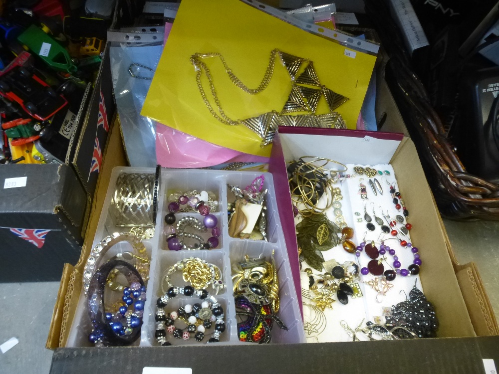 Box of costume jewellery including bracelets, necklaces etc.