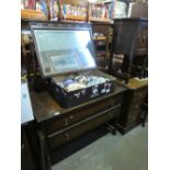 Vintage oak dressing chest with 2 drawers with matching 3 drawer chest and a pot cupboard