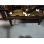 Mahogany rectangular coffee table with galleried top.