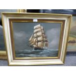 A Victorian oil of boats with building and landscape, signed C.H Scotshaven and two other oil