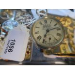 Railway regulator pocket watch by Sonia Watch Co in a plated case