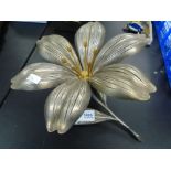 A mid-century A Agudo patent metal flower with six removable petal trays of Art Nouveau style.