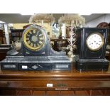 A Victorian slate and marble mantle clock by Frodshen, 31 Gracechurch Street London and one other