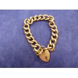 Edwardian 9ct rose gold curb link bracelet, textured finish, padlock clasp, stamped 9ct 18.6g