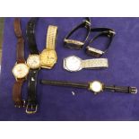 Small collection of vintage wristwatches, including Roamer Premier in 9ct yellow gold case & a