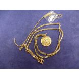 9ct yellow gold St. Christopher pendant and neckchain, both stamped 375, 10.9g together with a