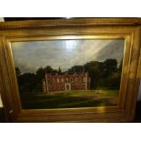 A late Victorian oil painting of Malling House, Lewes By J Prentice, monogrammed bottom left 60 X