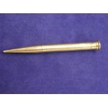 9ct rose gold propelling pencil, engine turned decoration, by S.Mordan & Co, stamped 9ct gross