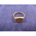 Gents 18ct heavy yellow gold masonic signet ring set with small diamond shank stamped 18 size over