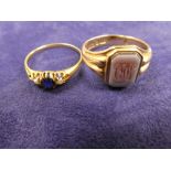 15ct yellow gold seal ring carved with monogram, shank stamped 15, 625, L.BRS, size R gross item