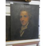 An unsigned oil portrait of a 19th century man, 43.5 X 53cms.