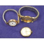 Gent's vintage Rotary wristwatches with 9ct yellow gold case, on an expanding strap, together with a