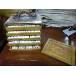 An old Chinese Mahjong set in carved wooden case - 147 counters