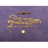 9ct yellow gold neckchain, miniature St Christopher charm, both stamped 375, 9ct yellow gold fine