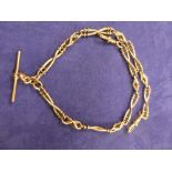 Early 20th Century 9ct rose gold watch chain, knot style design, each link stamped 375, 44cm long,