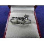 Solitaire diamond ring on a platinum shank, approx 0.25ct, stamped 950, size M, together with