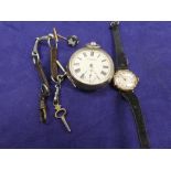 Early 20th Century lady's wristwatch by Emanuel of Southampton, engraved inscription on the back