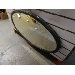 Large oval bevelled edge wooden mirror