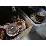 Two boxes of brown glazed pottery