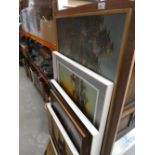 Large oriental oil paintings and three others