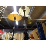 Three table lamps with shades