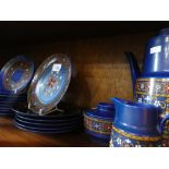 Western Germany teaware in dark blue with flower decoration along with a small quantity of cups,