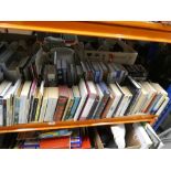 Shelf of hardback books - mostly novels, etc