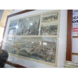 Framed and glazed print of Southampton and surrounding areas, depicting times of old