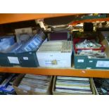 Three boxes of loose, boxed and cigarette cards - in an album - covering a variety of themes to