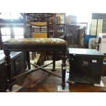 Vintage lead coal box and mahogany occasional chair