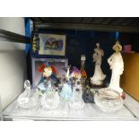 Box of mixed model dragons, glassware etc