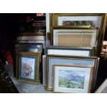 A quantity of framed pictures, some glazed of various themes