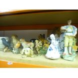 A selection of China ceramic figures and animals, 1 being musical