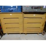 Pair of teak 3 drawer chests