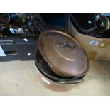 Small selection of copper saucepans