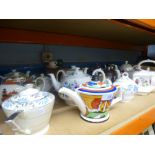 A collection of tea pots, including Sadler, Royal Adderley, Royal Park, etc