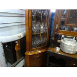 Mahogany glazed corner cupboard