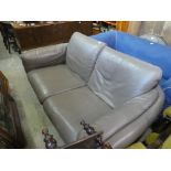 Grey leather 2 seat sofa