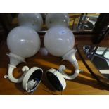 Pair of globular shaped cream wall lights