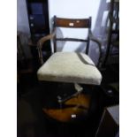 Nest of 4 piecrust coffee tables, circular small carved footstool and tapestry top stool