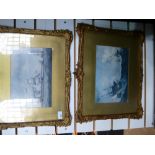 Two decorative framed pictures of ships at sea